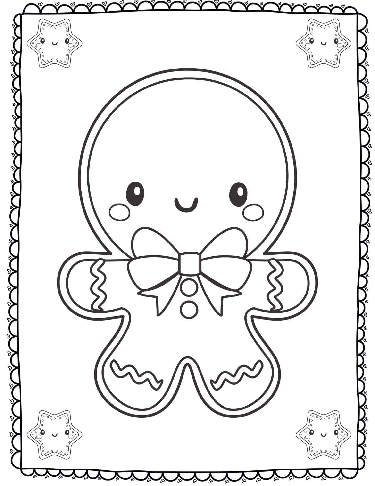 Drawing Illustration Digital Printable Gingerbread Man Gingerbread 