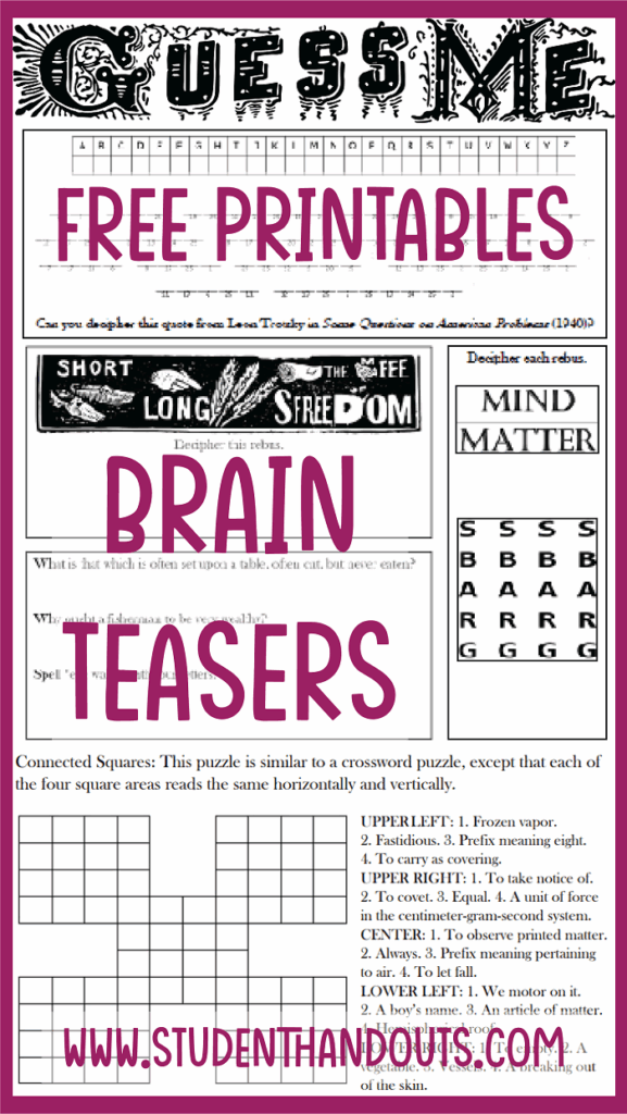 Free Printable Brain Games For Kids - kids Printable