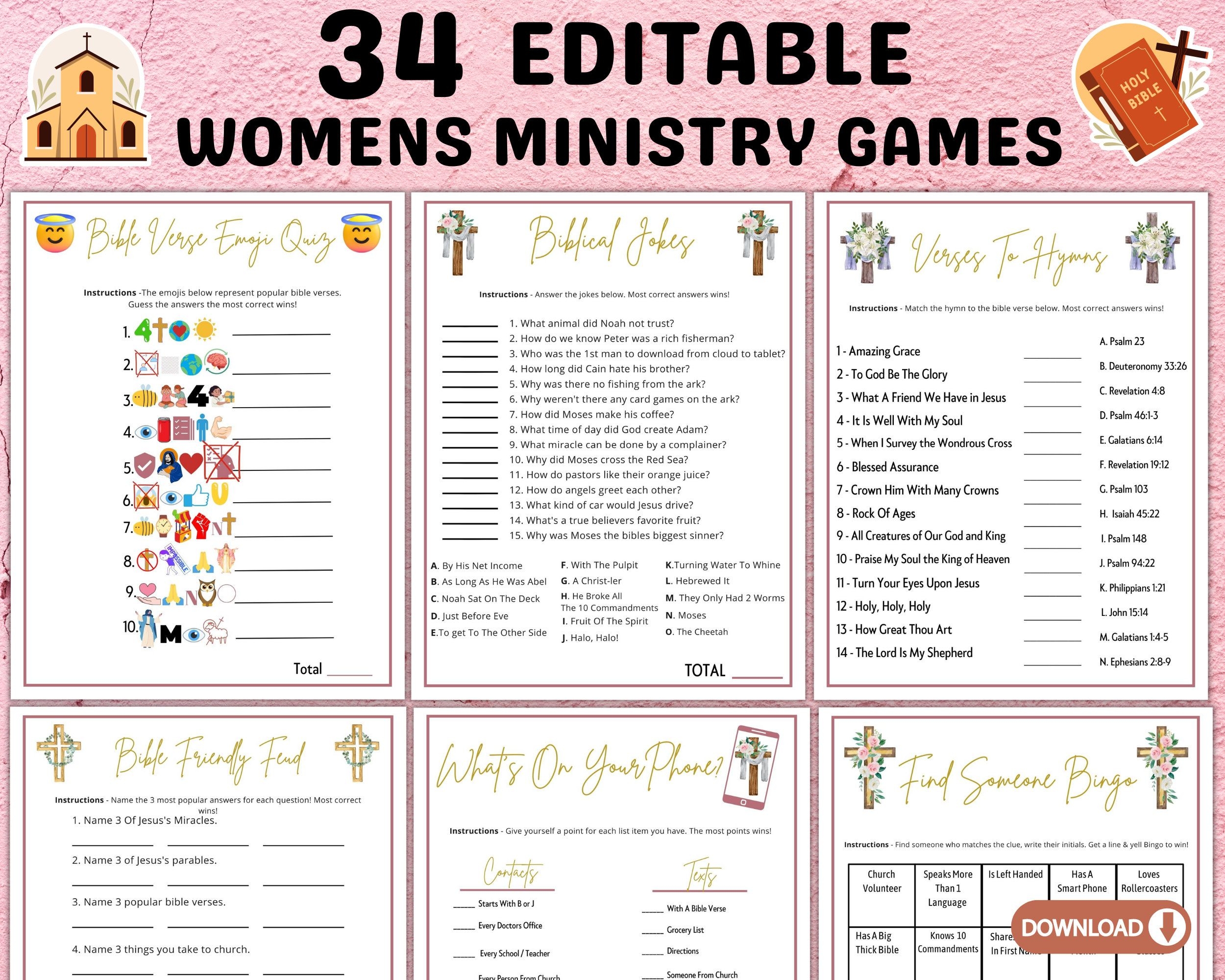 Printable Womens Ministry Games Bible Study Group Retreat Activities 