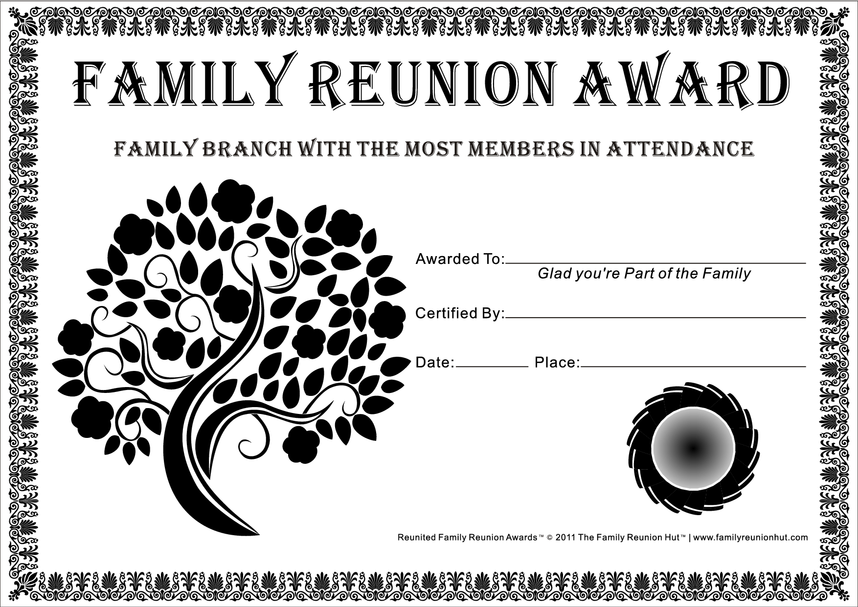 017 Free Family Reunion Certificates Templates Certificate Award Free 