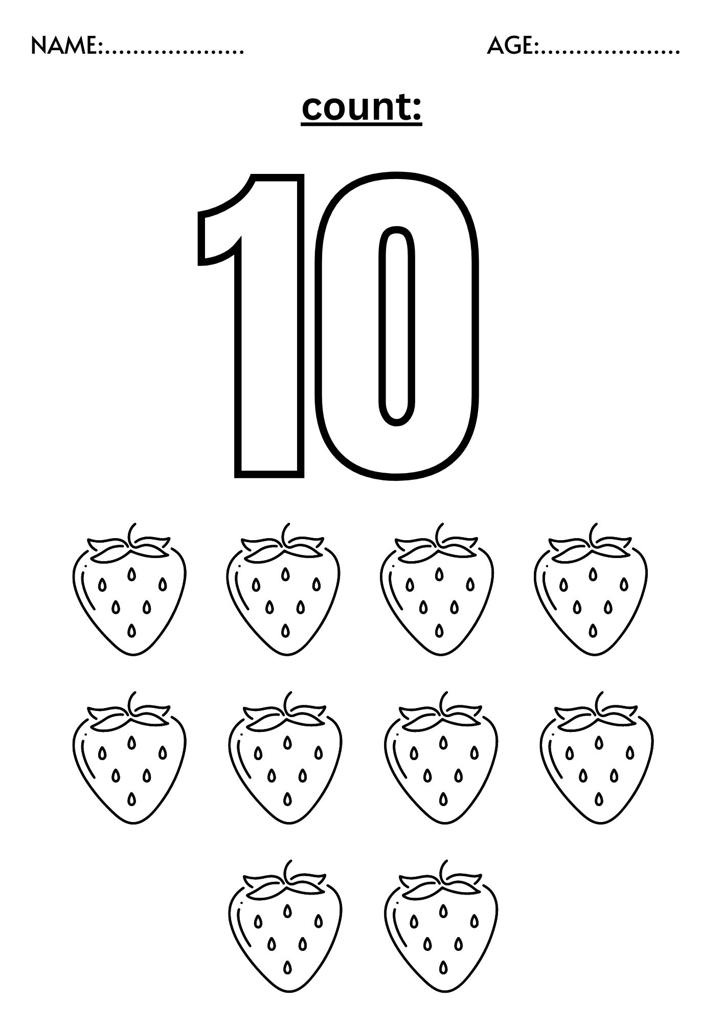 10 20 Numbers L Trace Color Count Numbers Preschool Worksheets