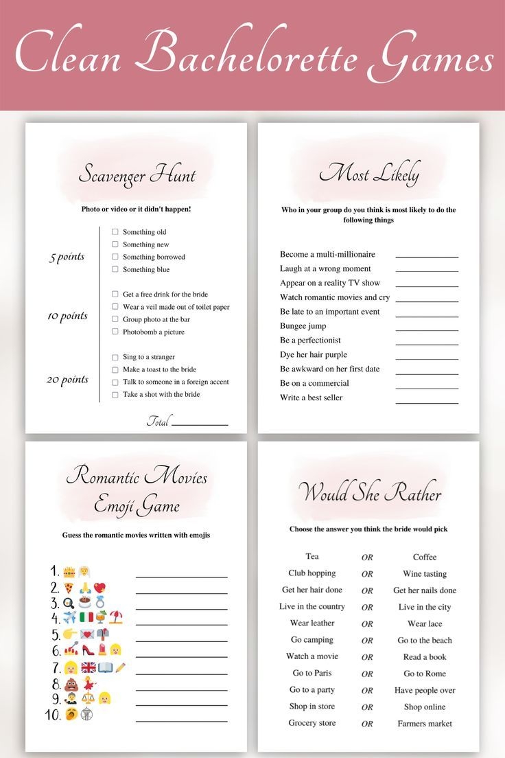 10 Clean Bachelorette Party Games Printable Bachelorette Game Bundle 