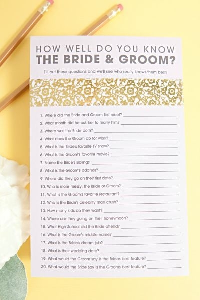 10 FREE Printable Bridal Shower Games