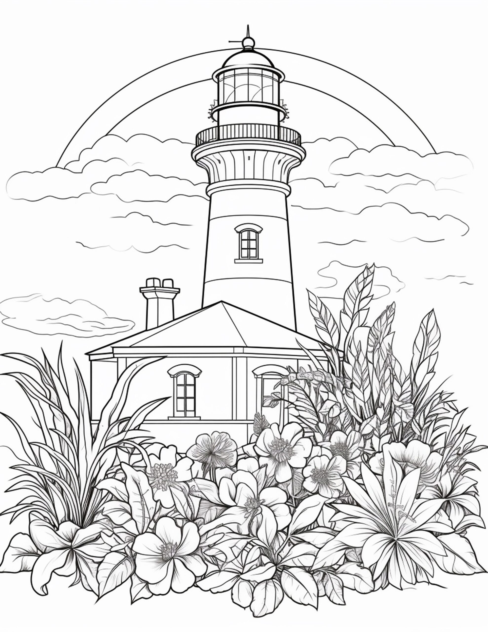 100 Printable Lighthouse Scene Coloring Pages For Adults Printable PDF