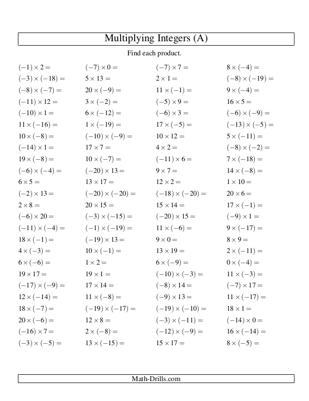 14 Multiplication Of Negative Numbers Worksheet Worksheeto