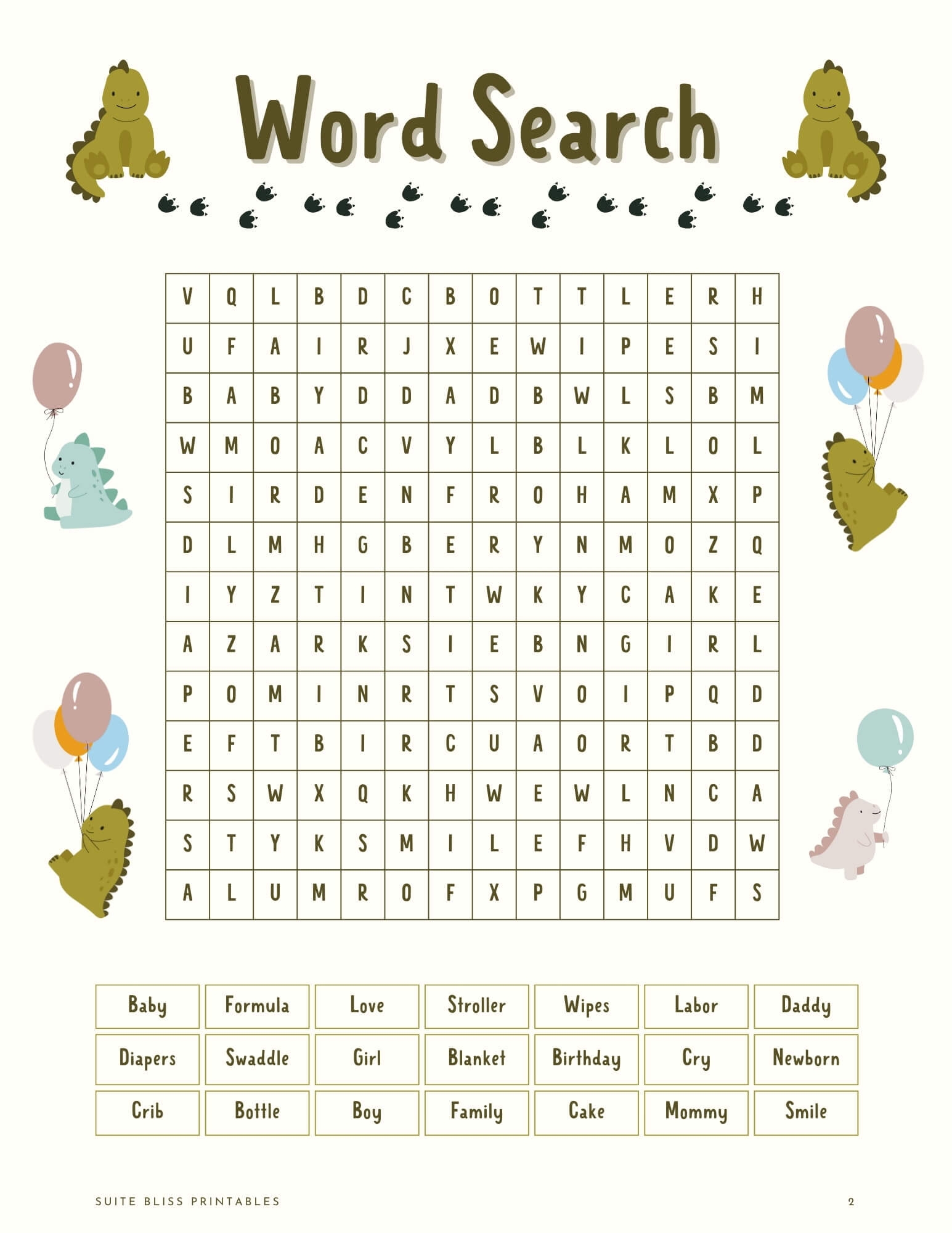 15 Fun Dinosaur Baby Shower Printable Games
