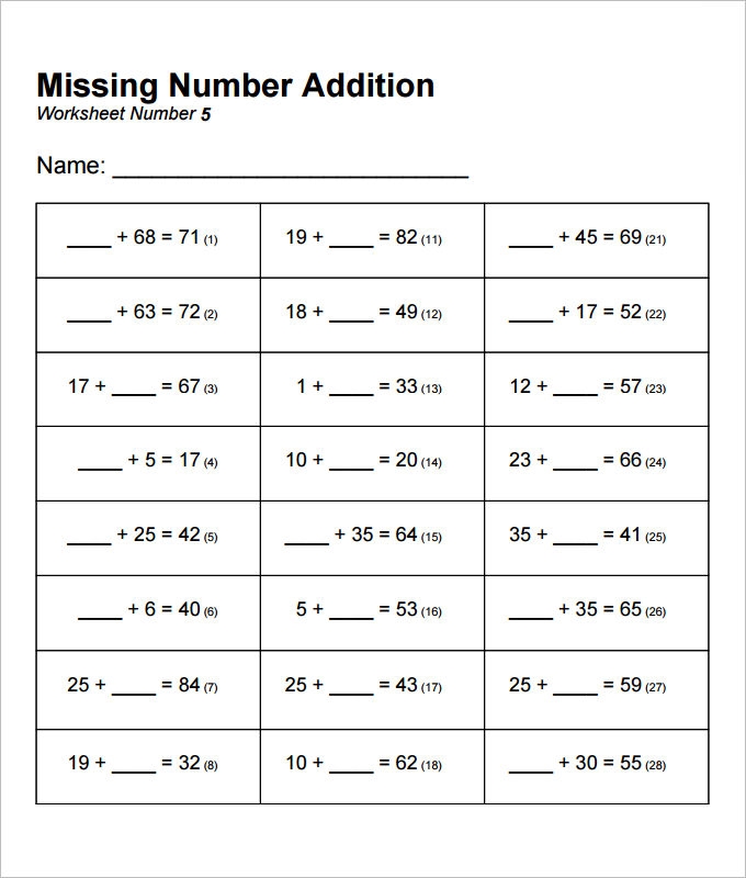 1-100 missing numbers worksheet