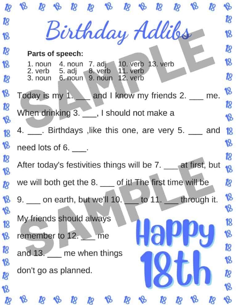 18th Birthday Party Games Free Printables Parties Made 53 OFF
