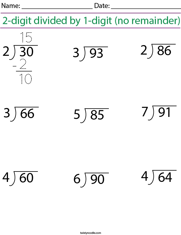 2 Digits Divided By 1 digit Worksheet Live Worksheets Worksheets