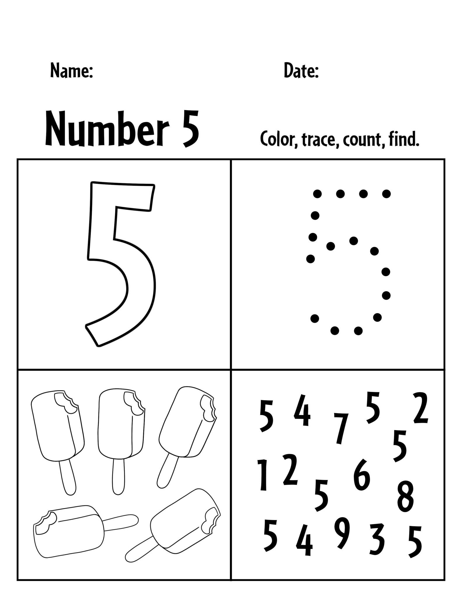 20 Numbers To 5 Worksheet