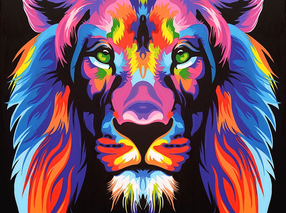 2019 Modern Colorful Lion Head Animal Lion Oil Painting Home Canvas 