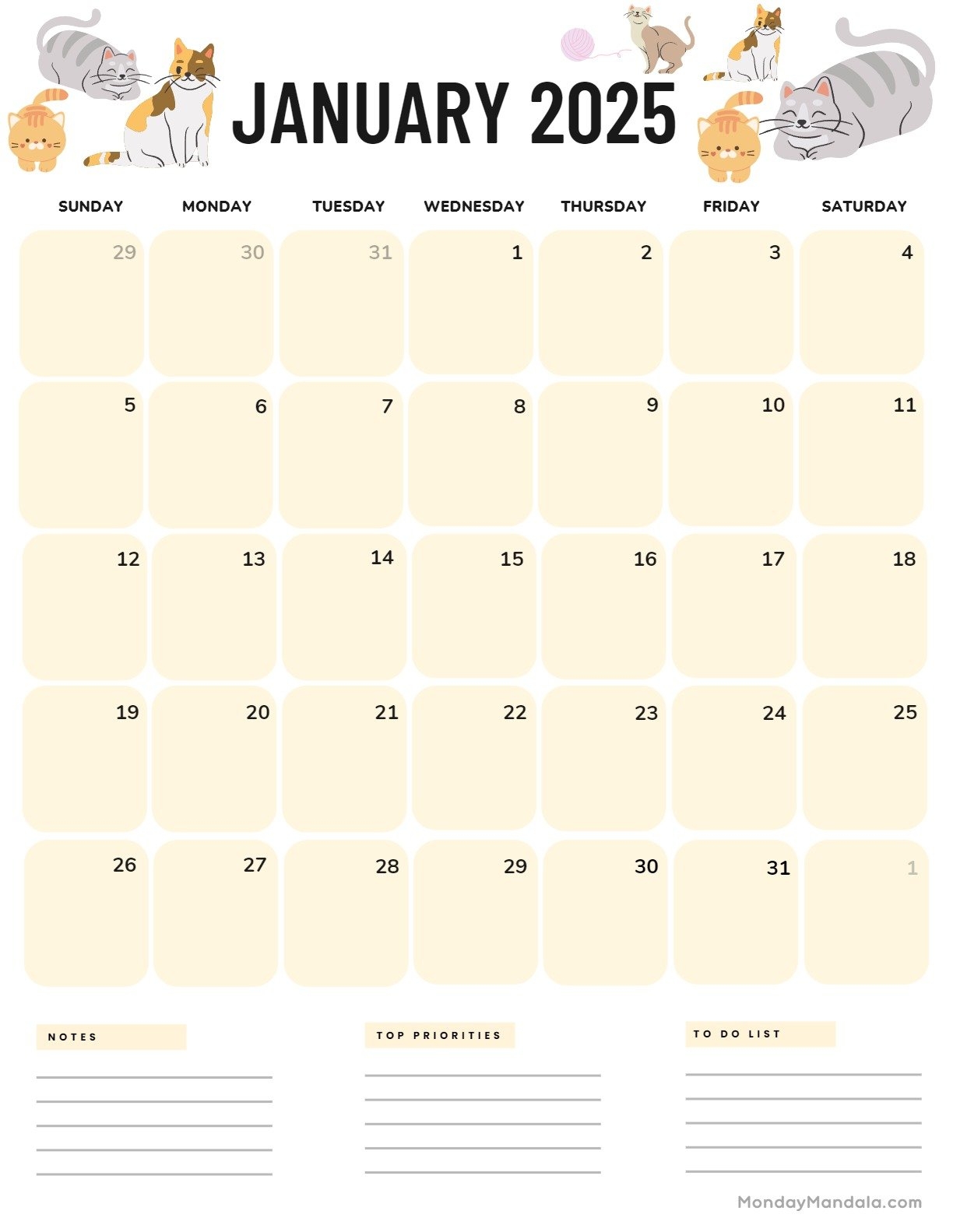2025 January Calendar Printable Cute Drawings Innovative Outstanding 