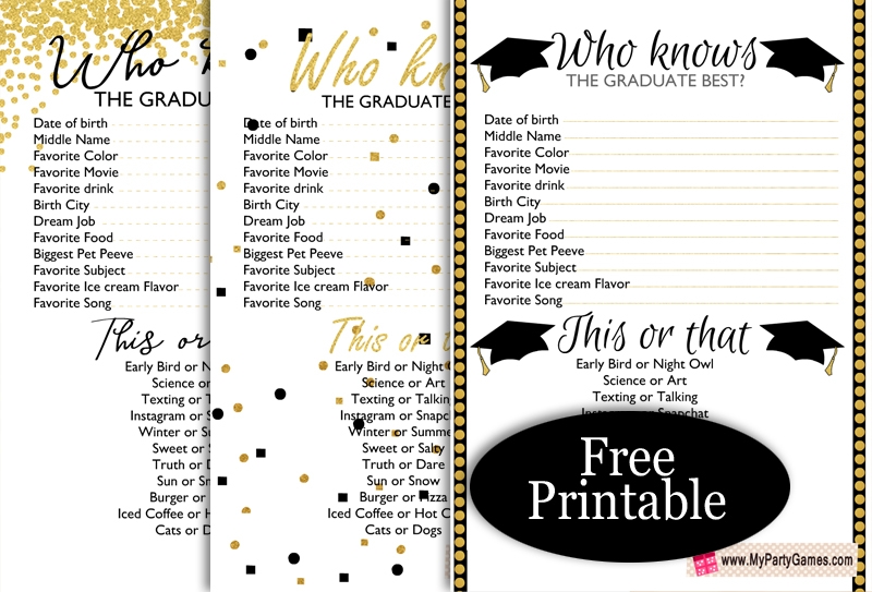 24 Free Printable Graduation Games
