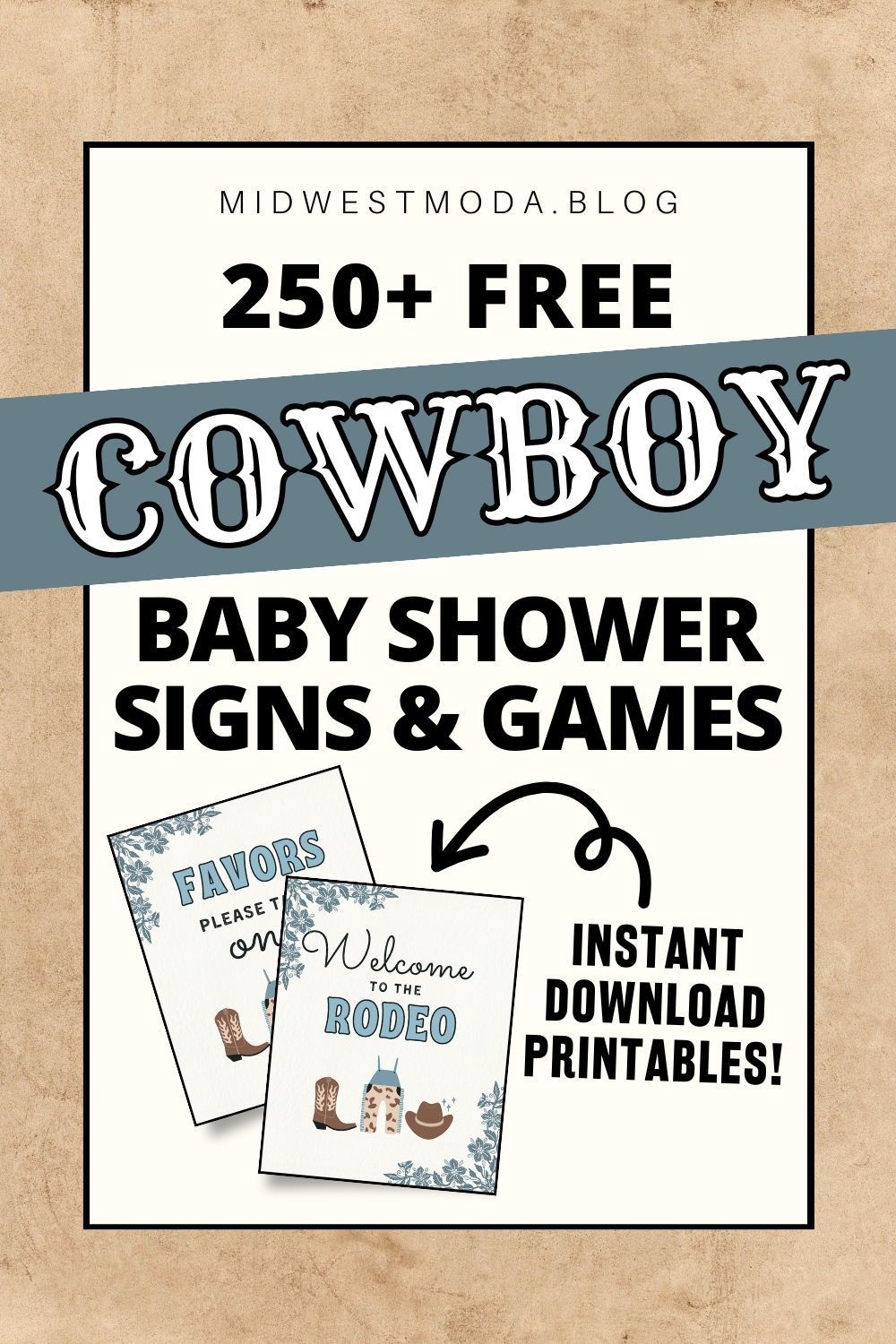 250 FREE Printable Signs Games For A Cowboy Baby Shower Theme