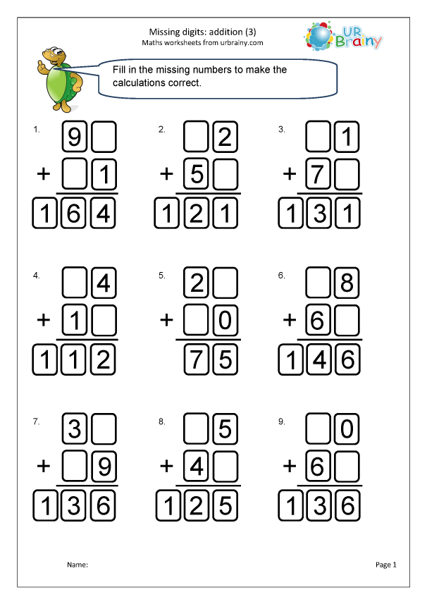 3 Digit Missing Numbers Worksheet Teacher Made Grade 4 Math 