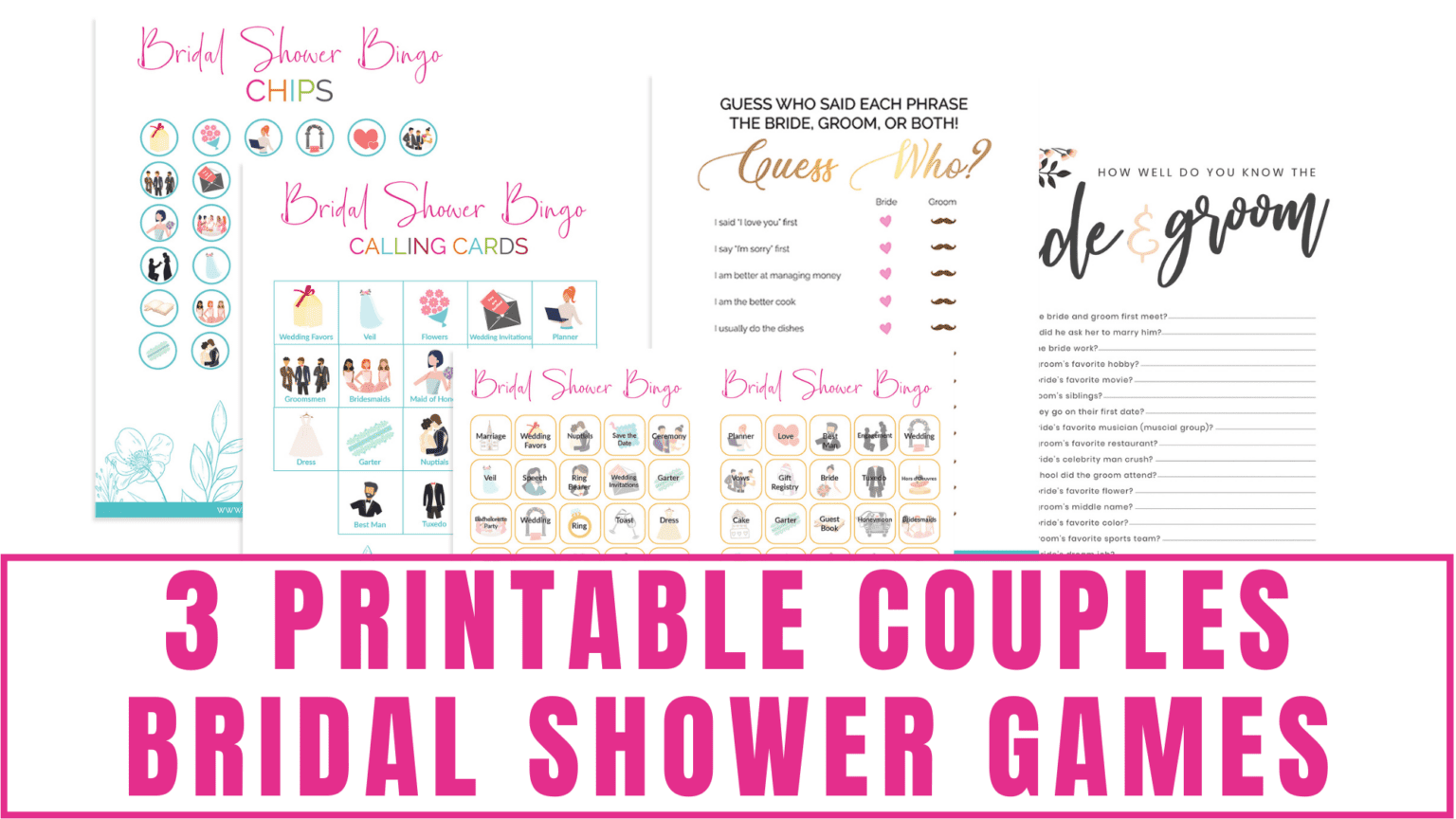 3 Printable Couples Bridal Shower Games