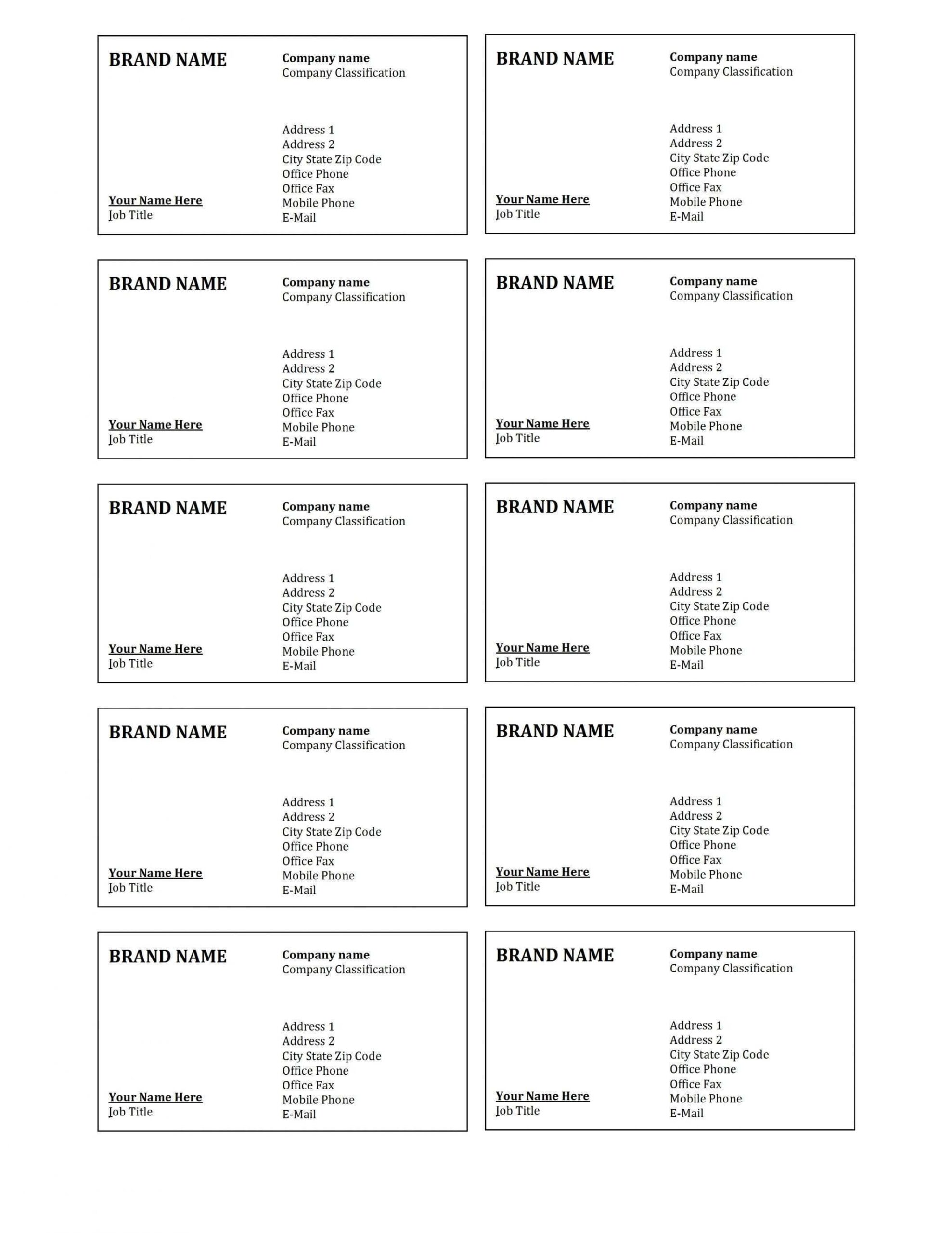 30 Printable Free Avery Business Card Template 8871 For Free With Free 