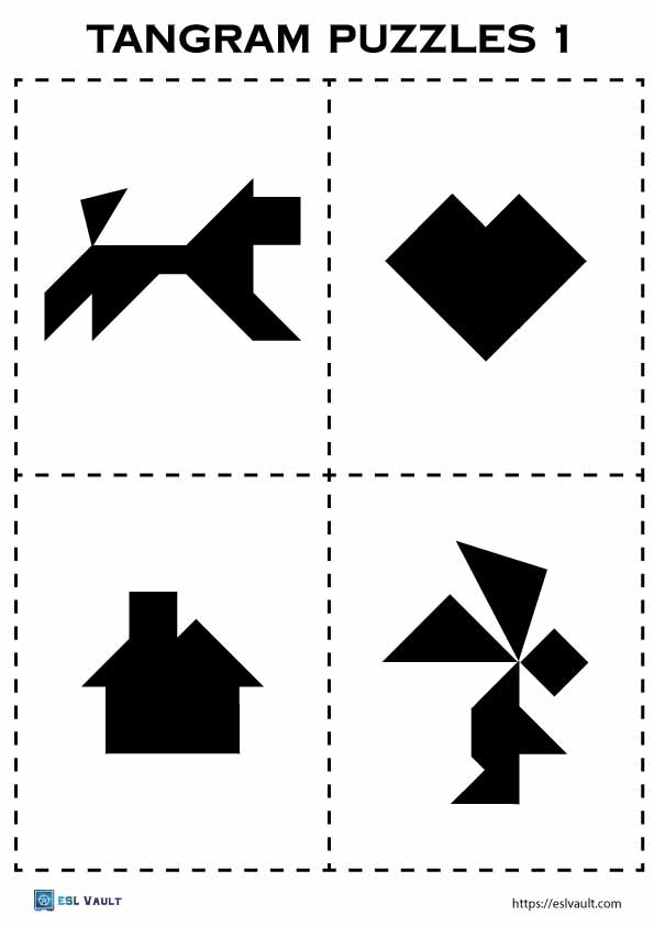 32 Free Printable Tangram Puzzles PDF ESL Vault