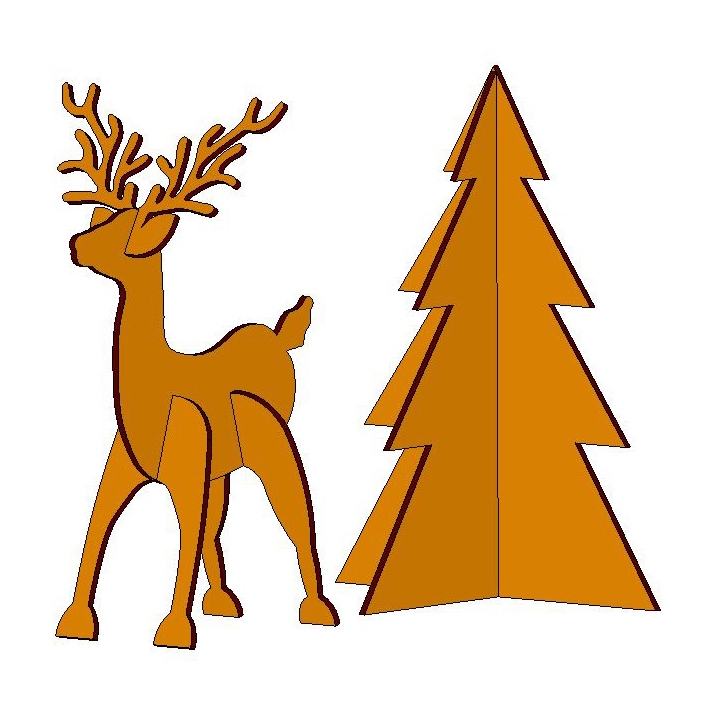 3D Reindeer Christmas Tree Puzzle Cardboard Animal Template