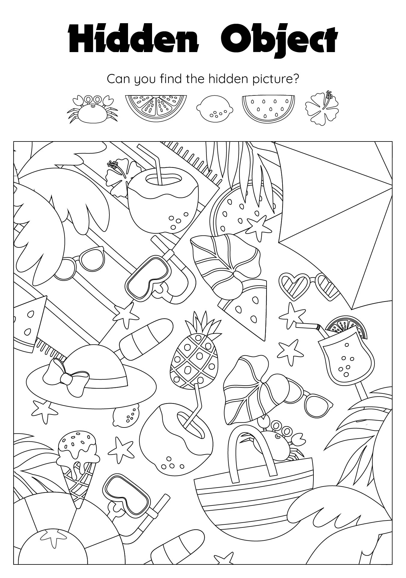 4 Best Summer Hidden Pictures Printable PDF For Free At Printablee