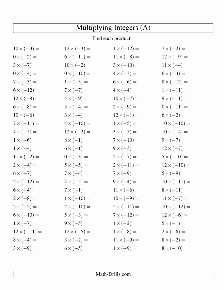 49 Multiplying Negative Numbers Worksheet Chessmuseum Template Library