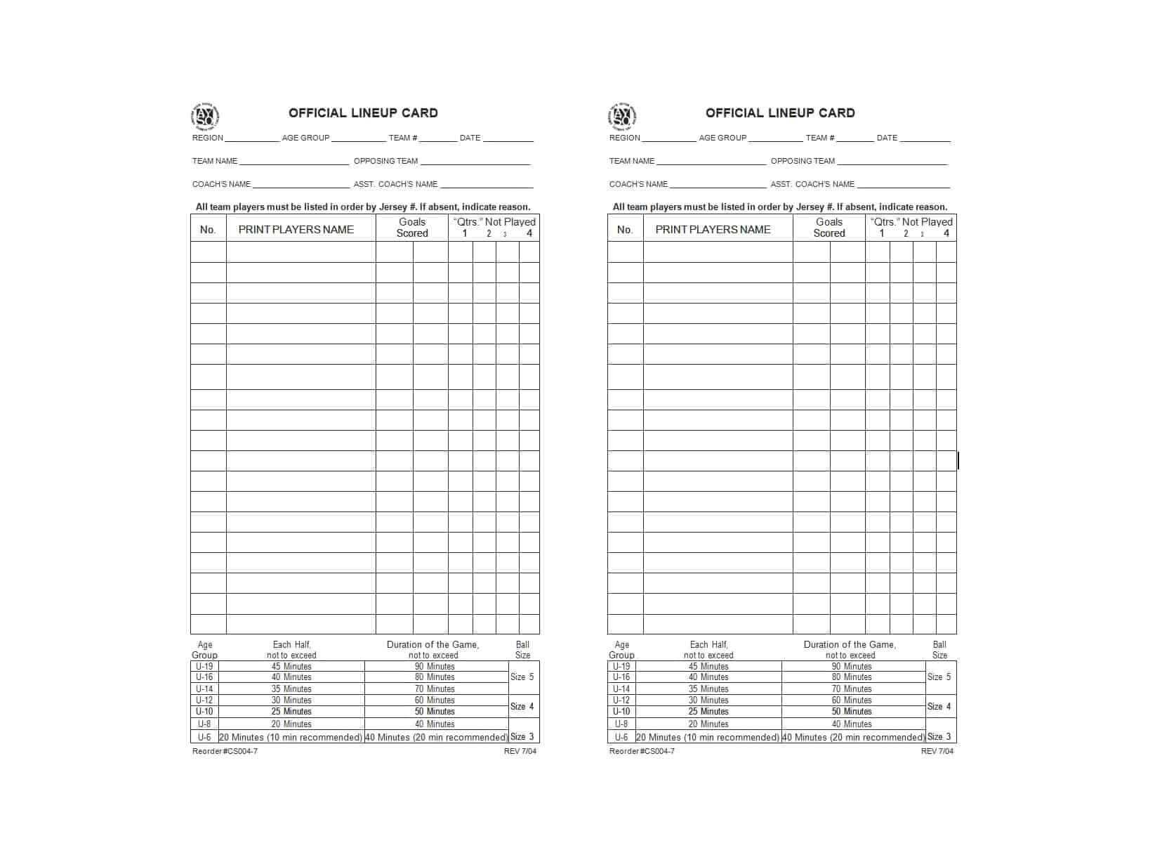 49 Printable Soccer Roster Templates Soccer Lineup Sheets Within 