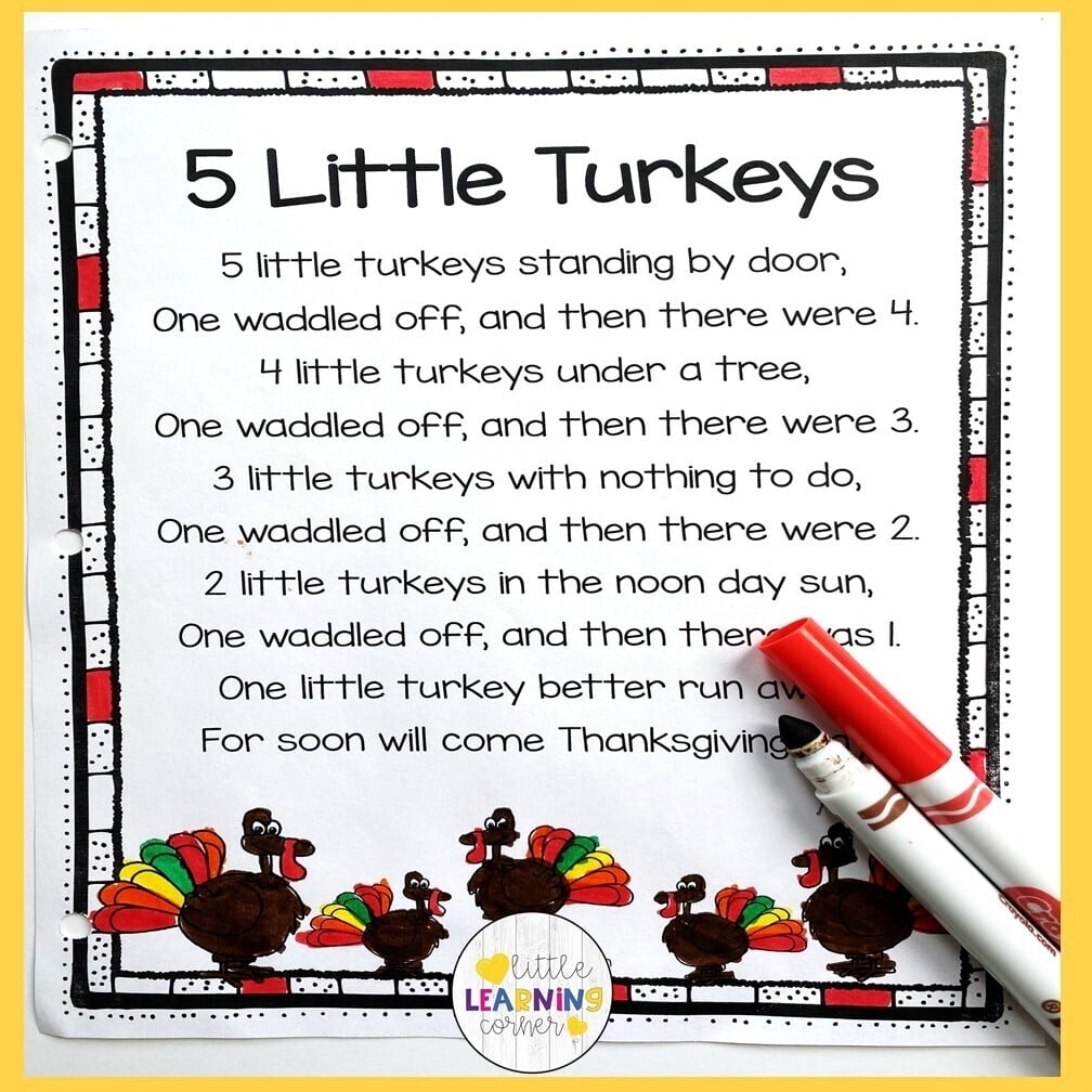 5 Little Turkeys Printable Free Printable Templates