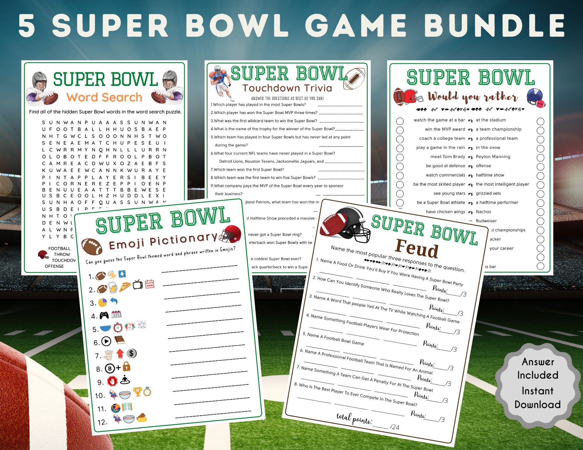 free printable decorations for super bowl game aprty