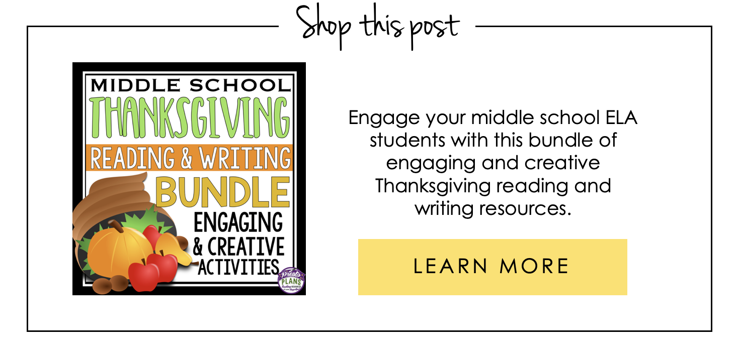 middle school thanksgiving activities printable