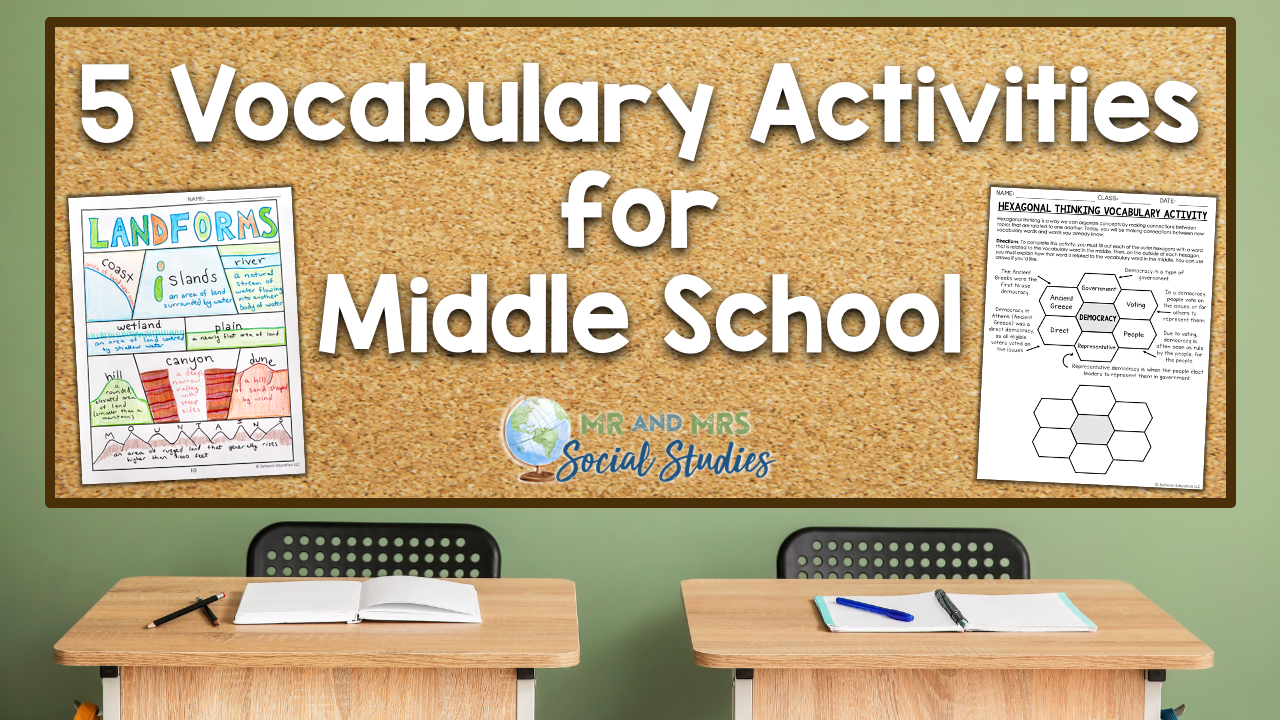 5 Vocabulary Activities For Middle School Mr And Mrs Social Studies 