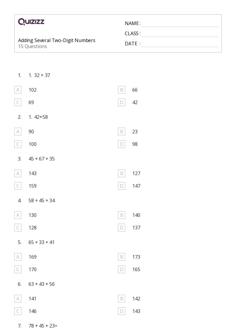 50 Division With Multi Digit Numbers Worksheets For 1st Class On 