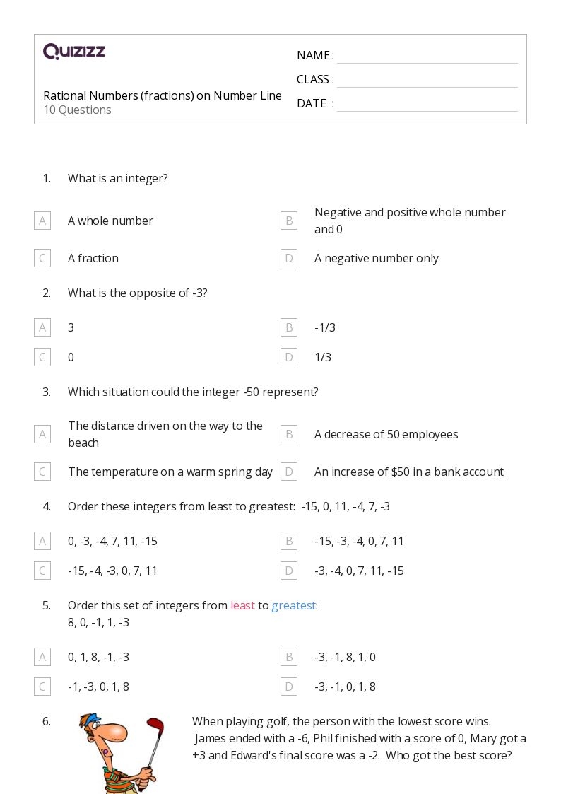 50 Fractions On A Number Line Worksheets For 7th Grade On Quizizz 
