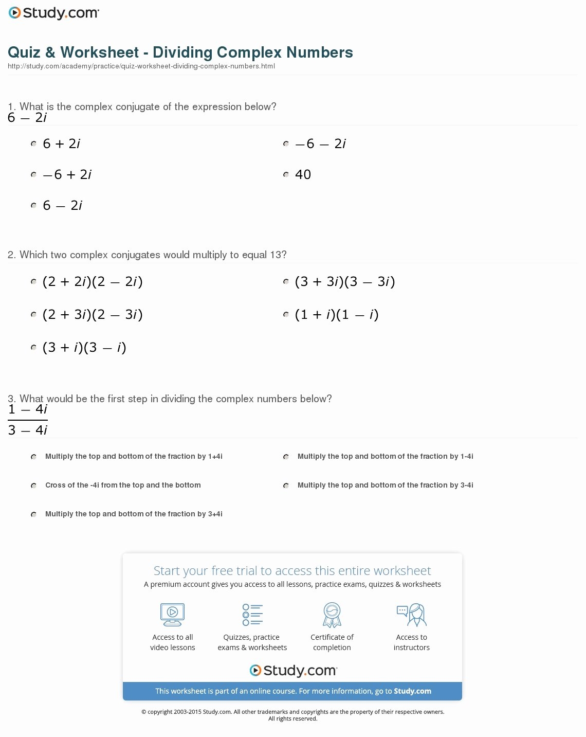 50 Multiplying Complex Numbers Worksheet Chessmuseum Template Library
