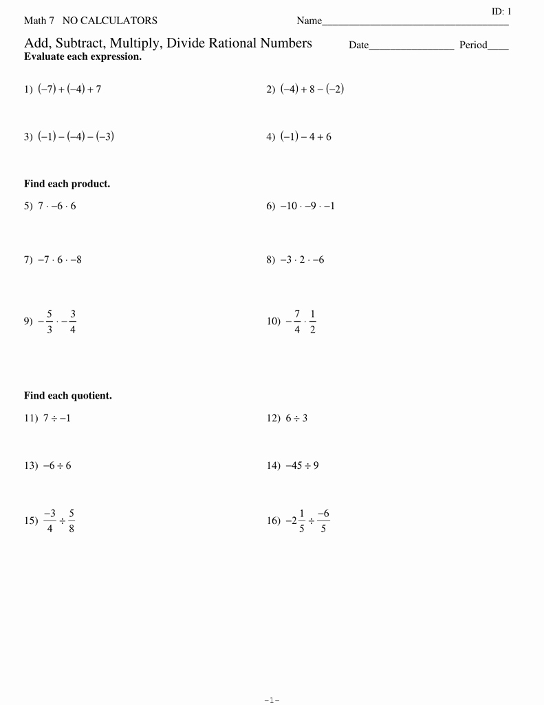 50 Multiplying Rational Numbers Worksheet Chessmuseum Template Library