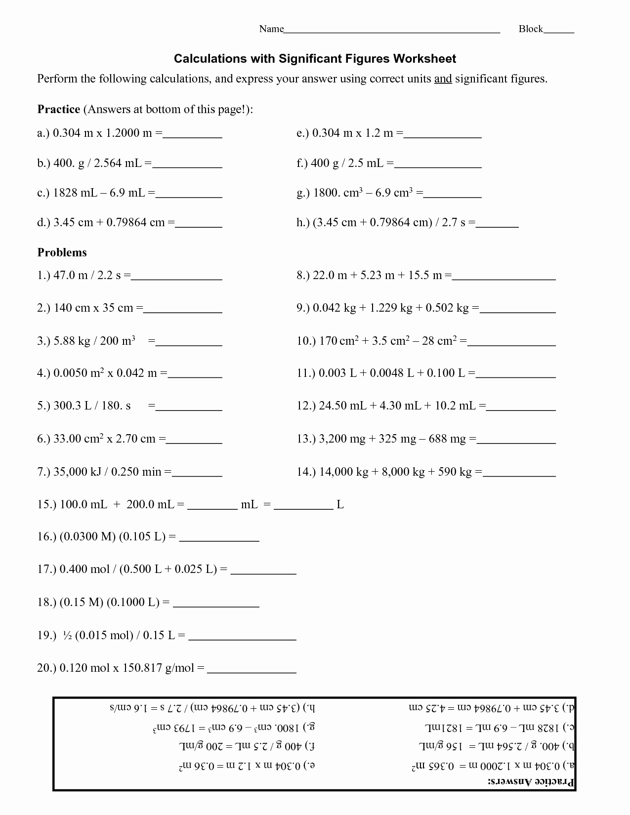 50 Significant Figures Worksheet Answers