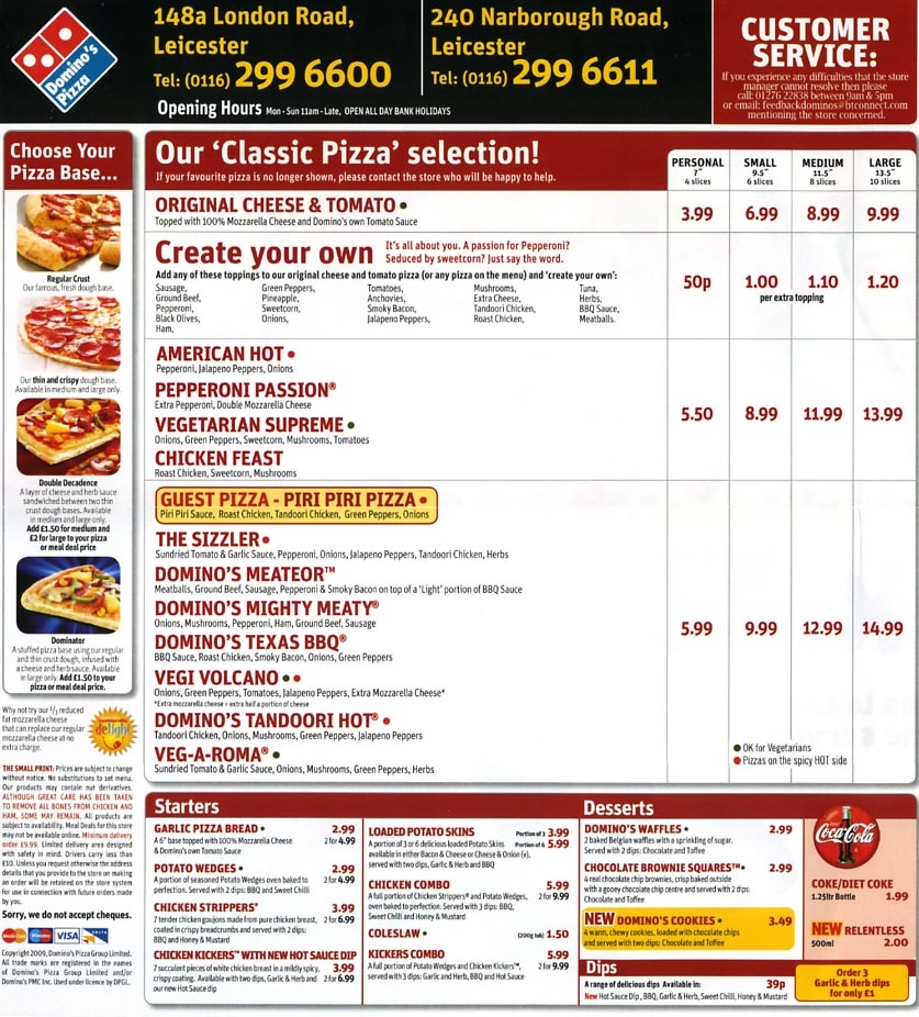printable domino's menu with prices and pictures
