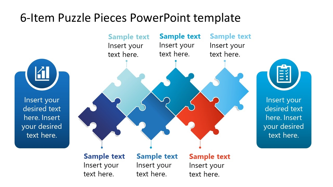 6 item Puzzle Pieces PowerPoint Template