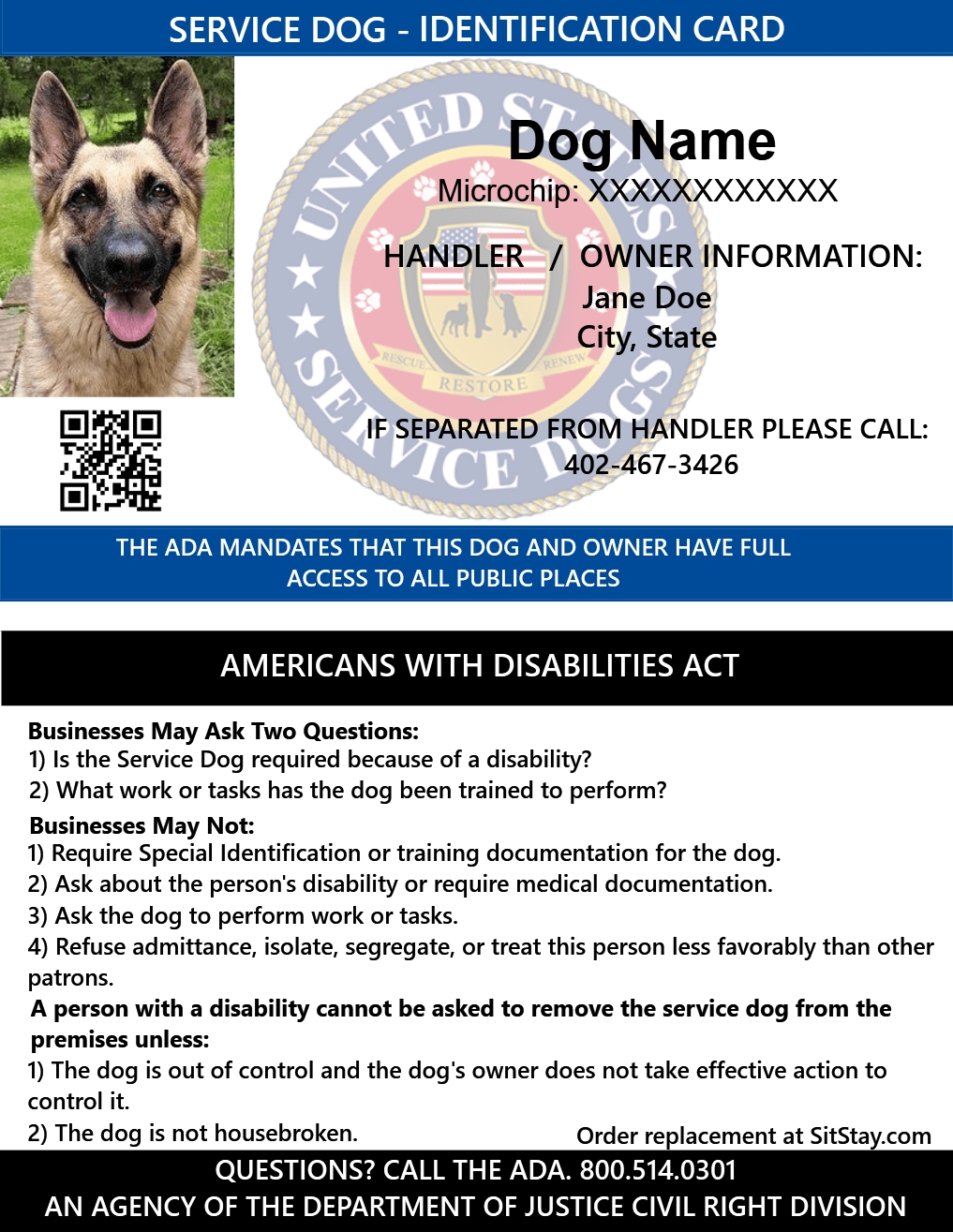 75 Format Free Printable Service Dog Id Card Template PSD File For Free 
