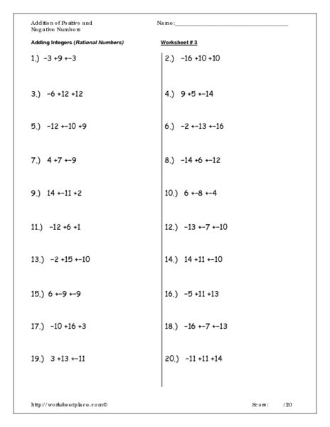 7th Grade Rational Numbers Worksheet Pdf Thekidsworksheet