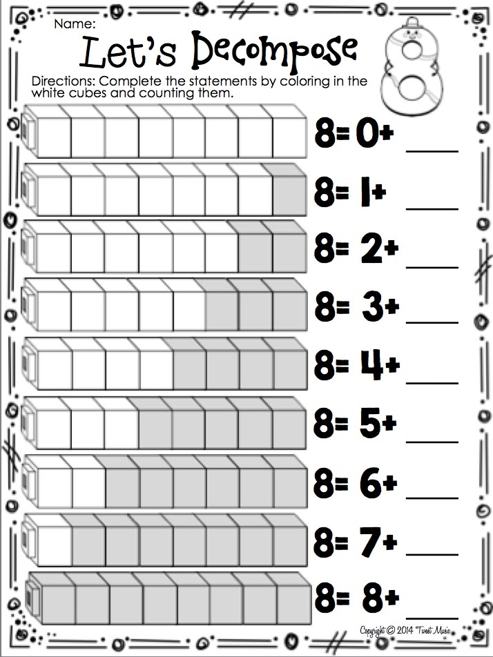 decomposing numbers kindergarten worksheets