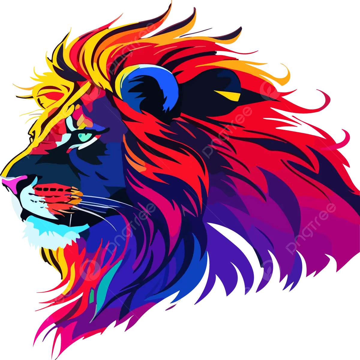 A Colorful Lion Head Illustration Vector Design Lion Head Illustration 