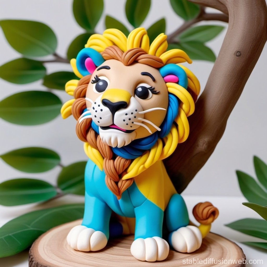 A Lion With Braid In A Tree In Real Madrid Colors Prompts Stable