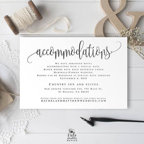 Accommodation Insert Editable Templates Accommodations Card Template 