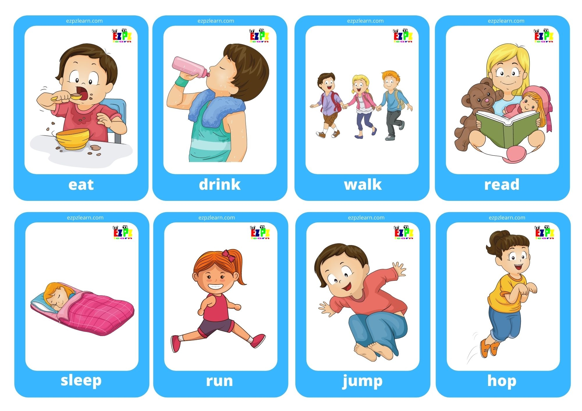 action picture cards printable