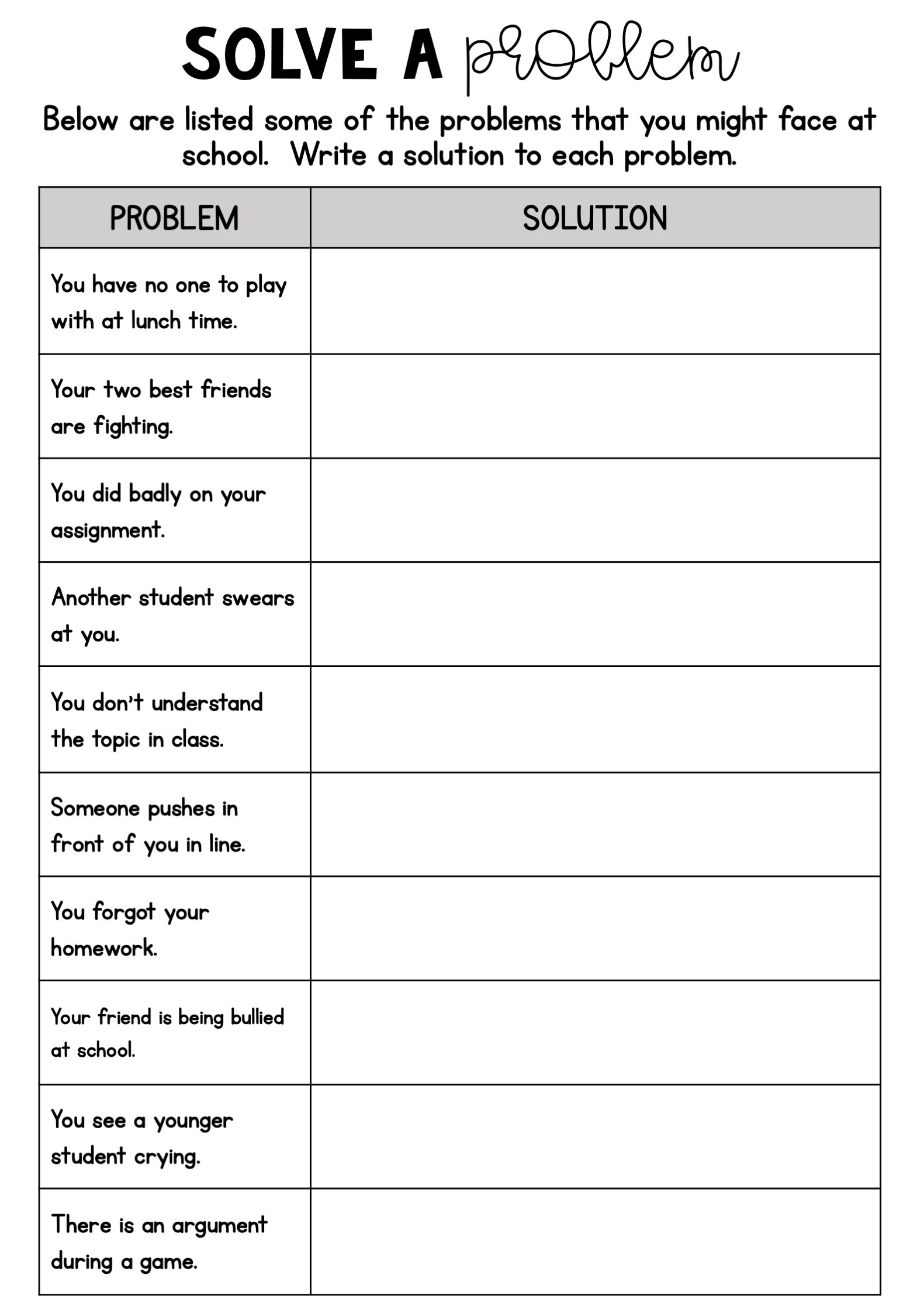 Activity Sheets Free Printable Social Emotional Learning Worksheets 