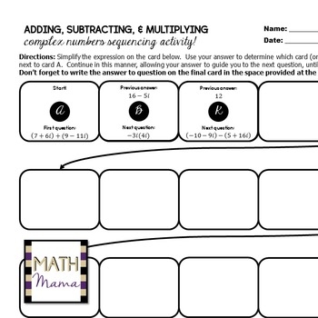 add subtract multiply complex numbers worksheet