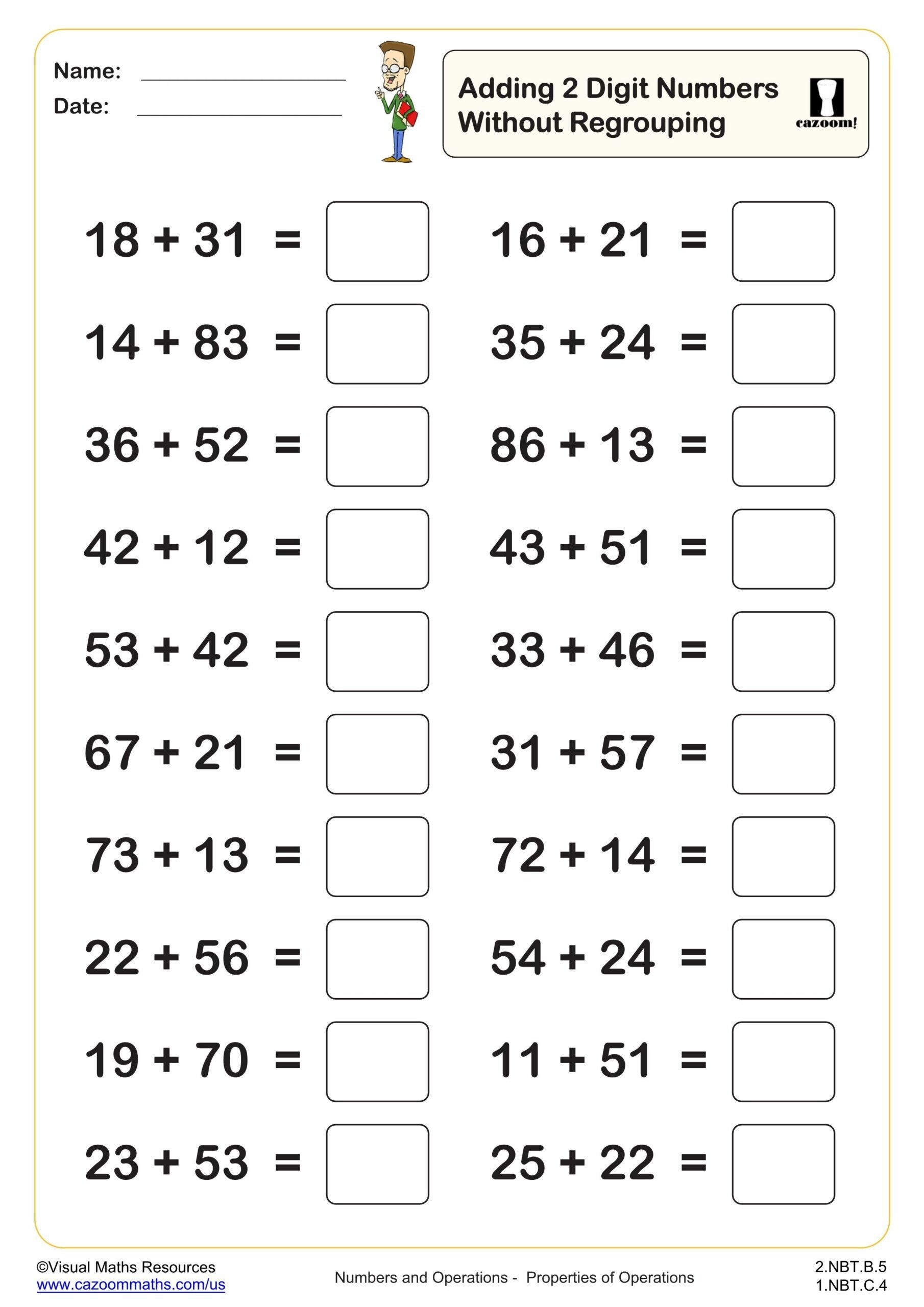 adding two digit numbers with regrouping worksheets