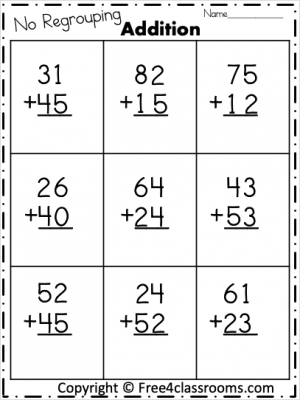 Adding 2 Digit Numbers Without Regrouping Worksheets