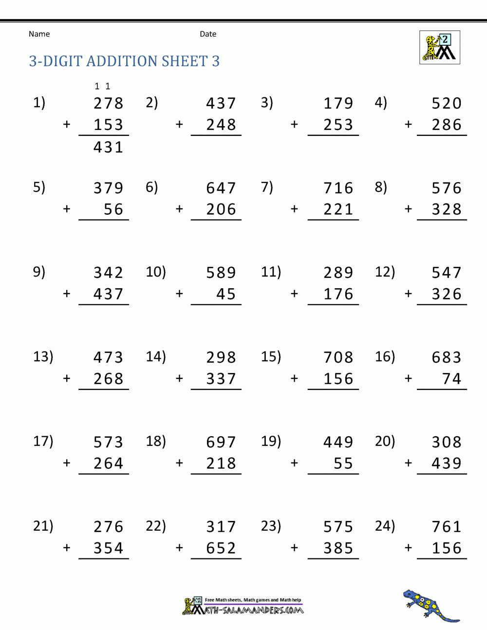 Adding 3 3 digit Numbers Worksheet 2022 NumbersWorksheets