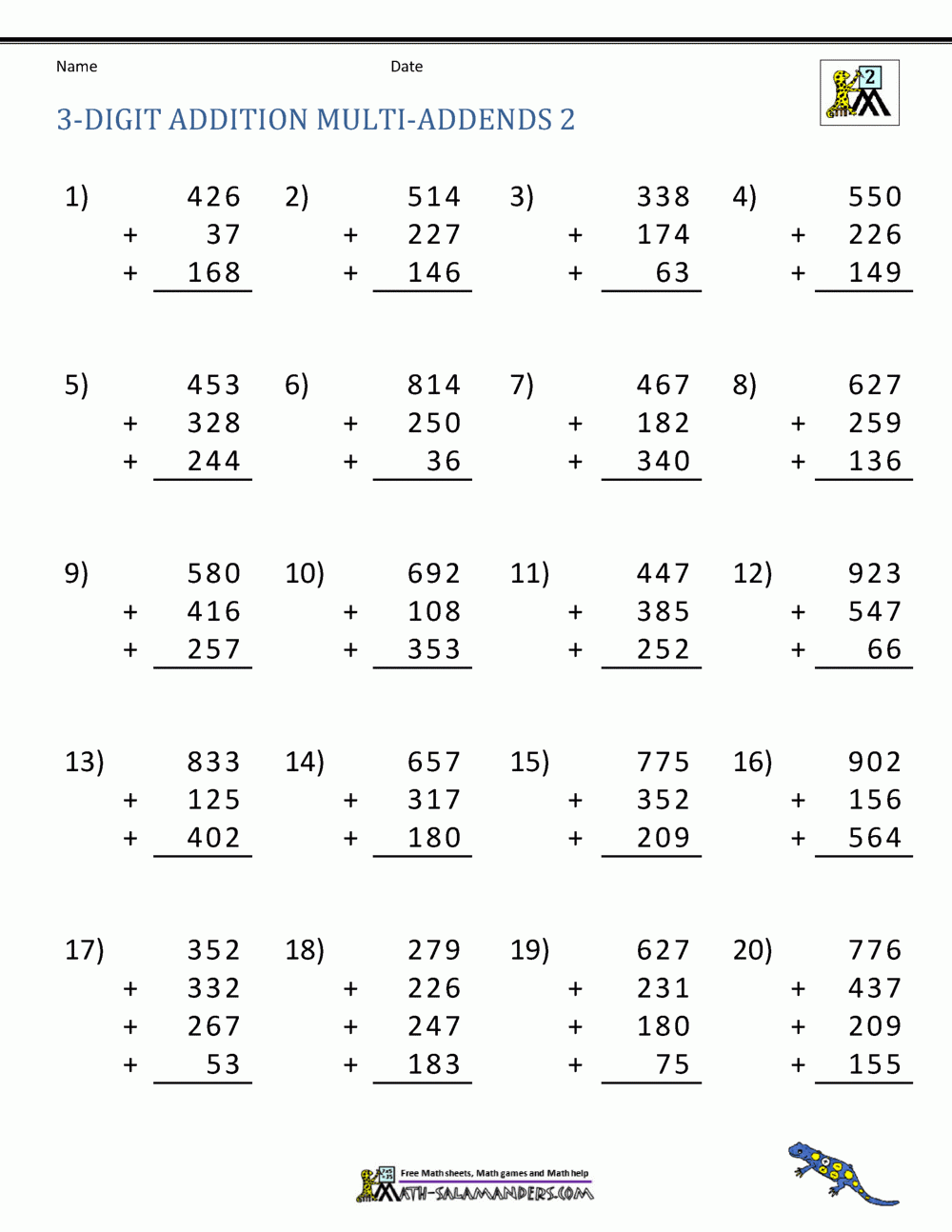 adding 3 digit numbers with regrouping worksheets